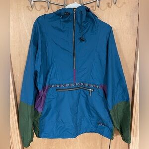 LL BEAN- vintageHooded Anorak Aztec Colorblock Jacket Windbreaker